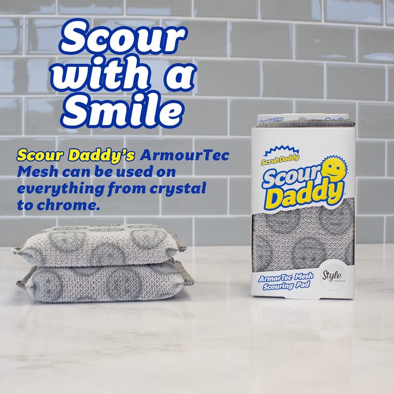 Scrub Daddy ستايل سكوار دادي، إسفنجات تنظيف غير خادشة، وسادات تنظيف، إسفنجات مطبخ للأطباق، منظف مقلاة لغسل الأطباق، مستلزمات التنظيف، إسفنجات للأطباق، عبوة من 2 - Image 2